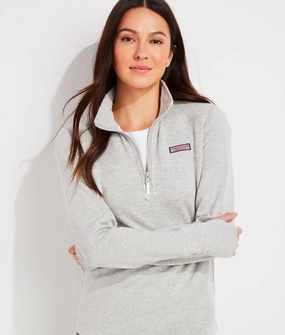Vineyard Vines Dreamcloth Half Zip - Light Grey Heather womens blouses promo