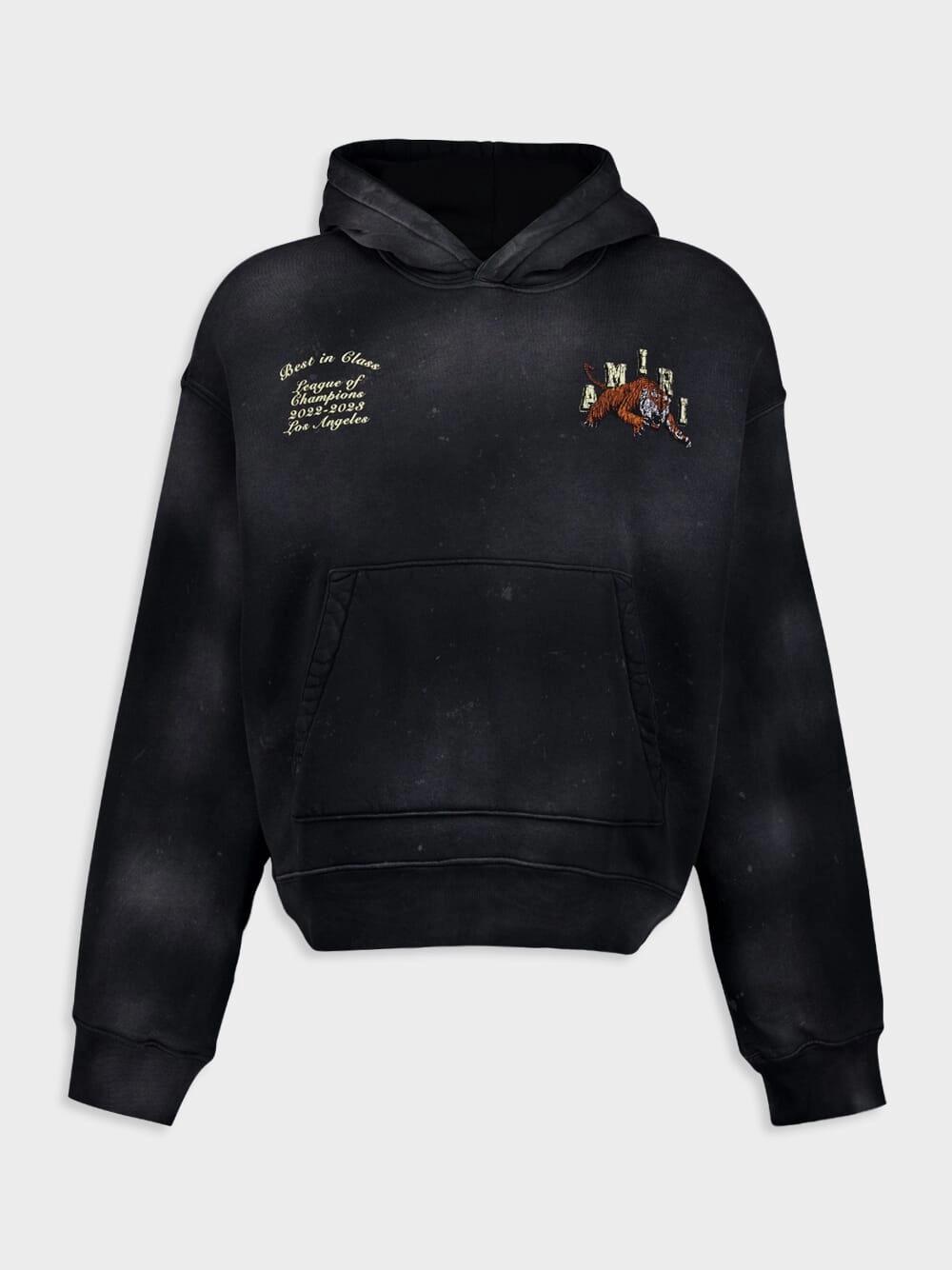 Vintage Tiger Rib-Trimmed Hoodie Tops Mens - thermal tops