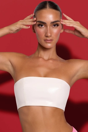 Vinyl Bandeau Bralette in White Tops - tops on sale