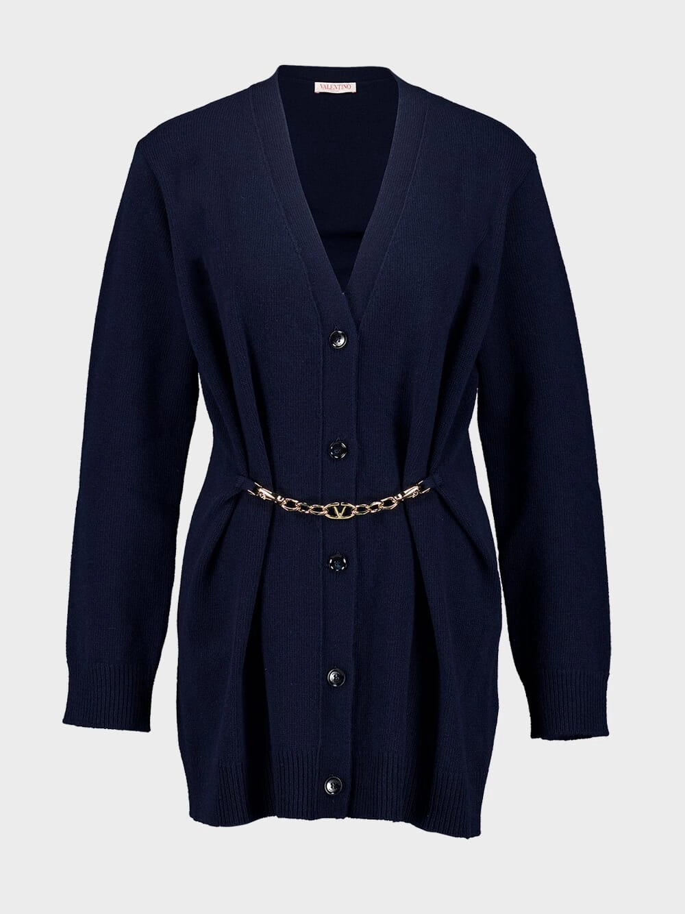 Virgin Wool Cardigan with VLogo Chain Knitwear Womens - women's knitwear cheap