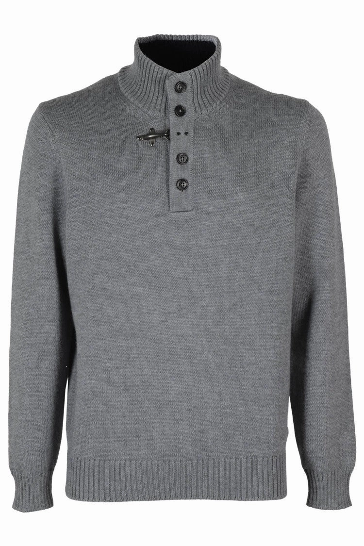Virgin Wool Hook Mock Neck Coat