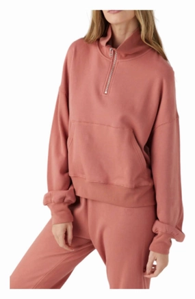 Waves Half Zip Fleece Sweater In Sunset Tops Womens - button-up blouses