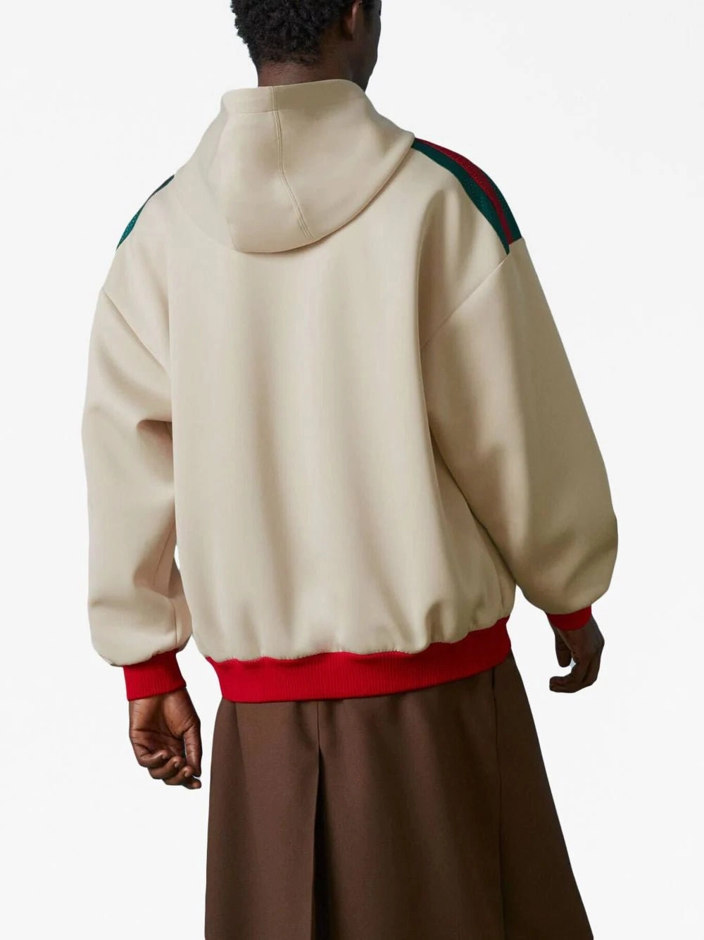 Web-Stripe Logo-Embossed Hoodie