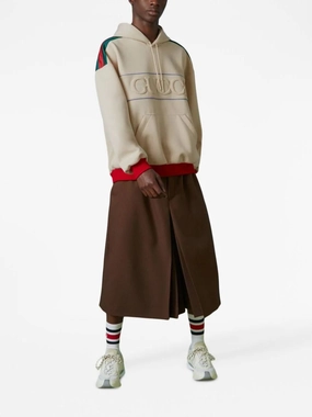 Web-Stripe Logo-Embossed Hoodie Tops Mens - thermal tops
