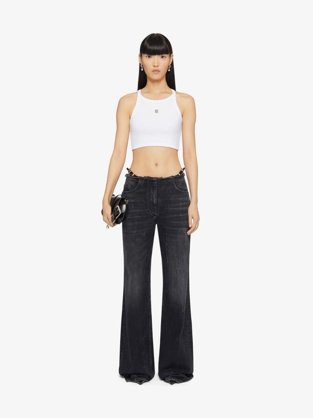 White 4G Cropped Tank Top Knitwear Womens - women's knitwear cheap