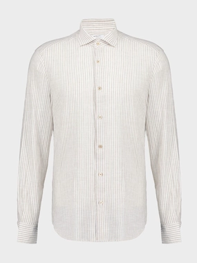 White & Beige Striped Cotton-Linen Shirt Suits Mens - men's suits outlet
