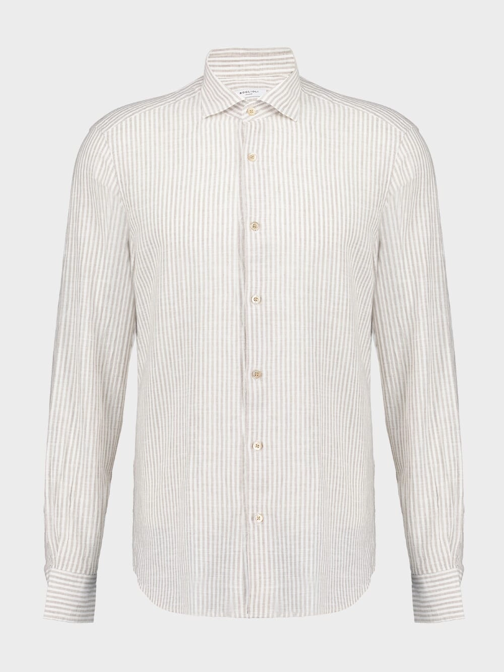 White & Beige Striped Cotton-Linen Shirt Suits Mens - men's suits outlet