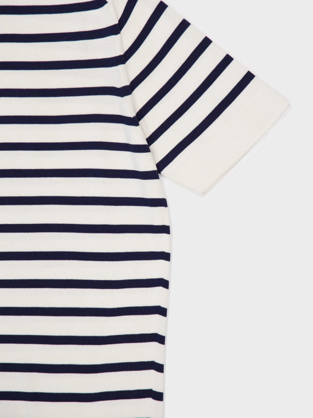 White and Navy Blue Striped Polo Sweater Short Sleeve