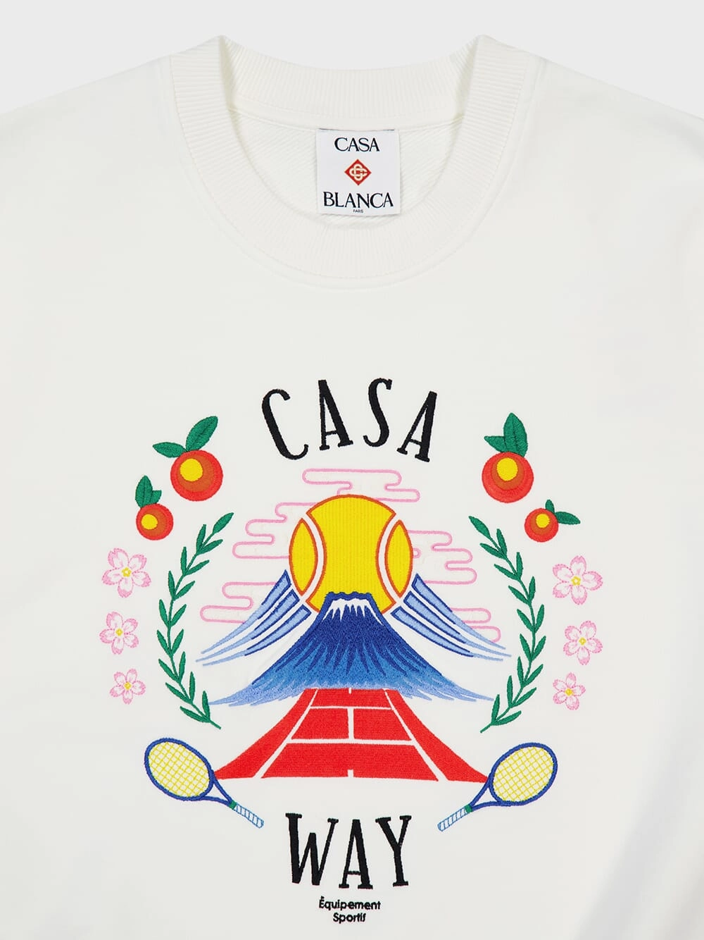 White Casa Way Mountain Print Sweatshirt