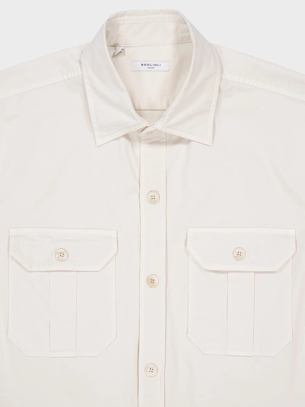 White Cotton Overshirt with Pockets