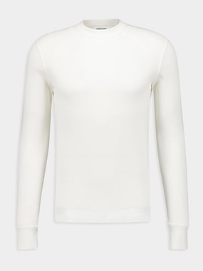 White Cotton Sweater Tops Mens - thermal tops