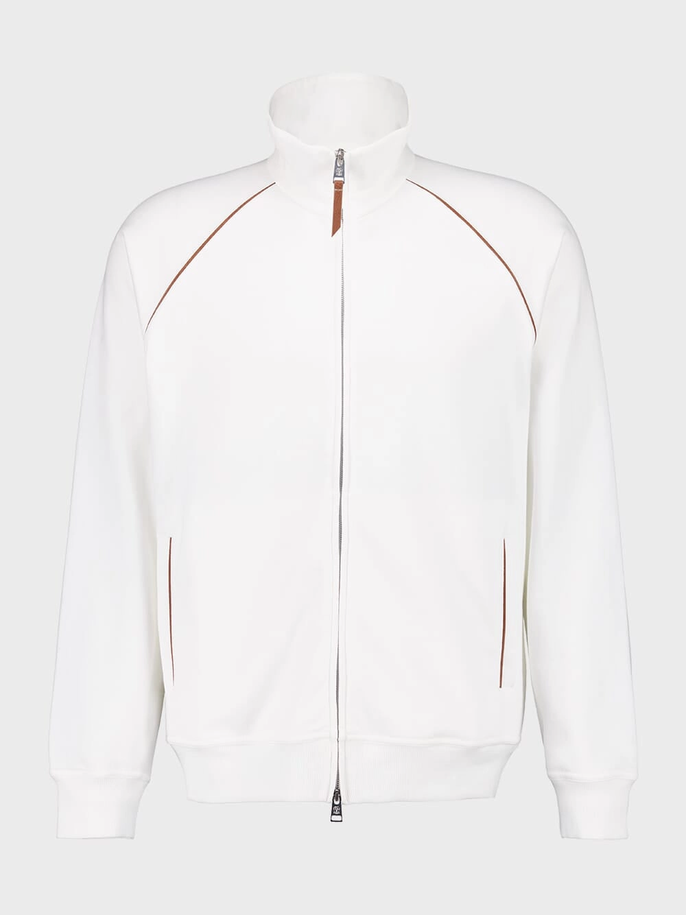 White Cotton Zip-Up Sweatshirt Tops Mens - thermal tops