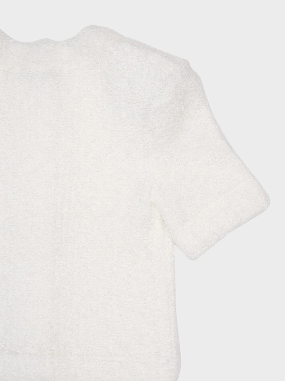 White Cropped Tweed Cardigan