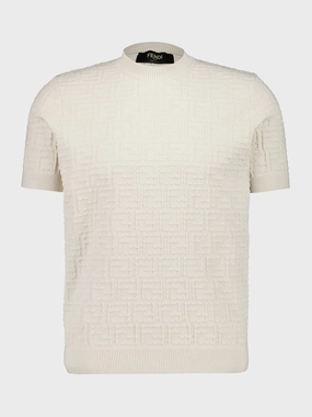 White FF Selleria Cotton Pullover Knitwear Mens - men's sweaters sale