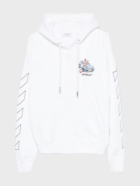 White Fresco Arrow Skate Hooded Sweatshirt Tops Mens - thermal tops