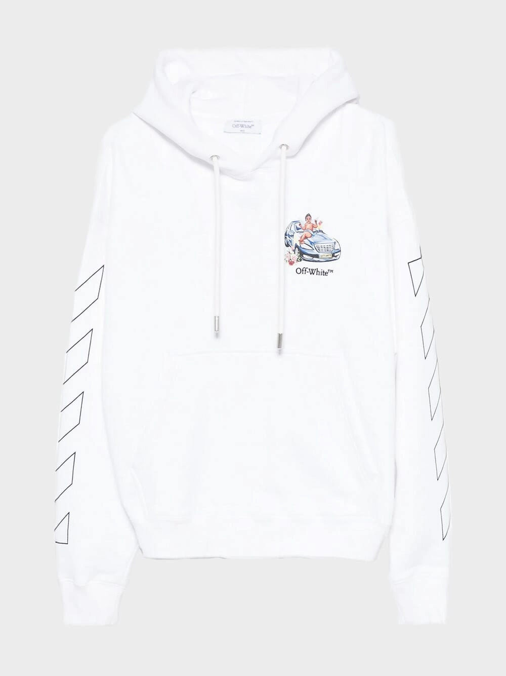 White Fresco Arrow Skate Hooded Sweatshirt Tops Mens - thermal tops