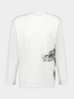 White Graphic Long Sleeve T-Shirt Tops Mens - thermal tops