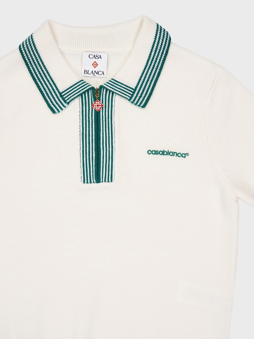 White Knit Tennis Polo Shirt