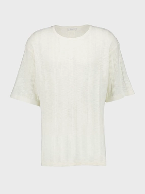 White Linen Cotton T-Shirt Knitwear Mens - men's sweaters sale