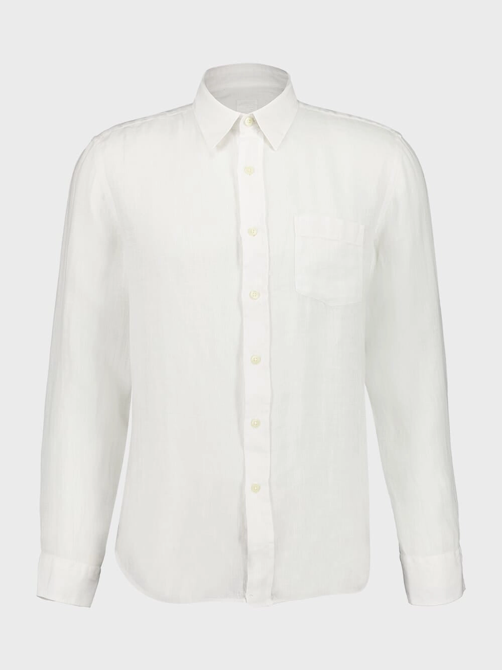 White Long-Sleeve Regular Fit Linen Shirt Tops Mens - graphic tees sale