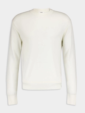 White Merino Wool Jumper Knitwear Mens - men's sweaters sale