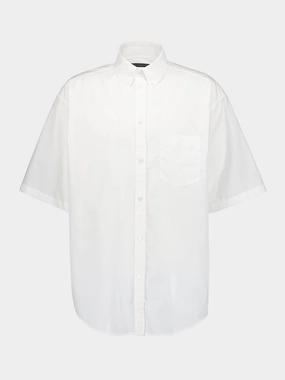 White Metal BB Stencil-Print Cotton Shirt Tops Mens - graphic tees sale