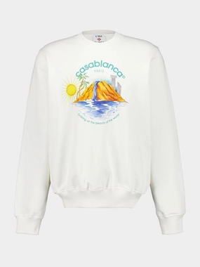White Oasis Printed Cotton Sweatshirt Tops Mens - thermal tops