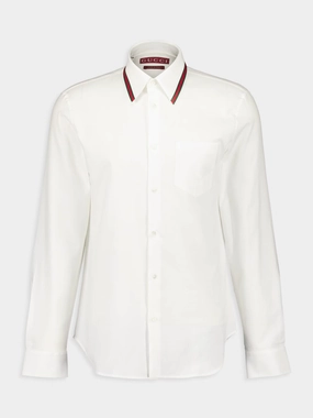 White Oxford Shirt with Web Collar Suits Mens - men's suits outlet