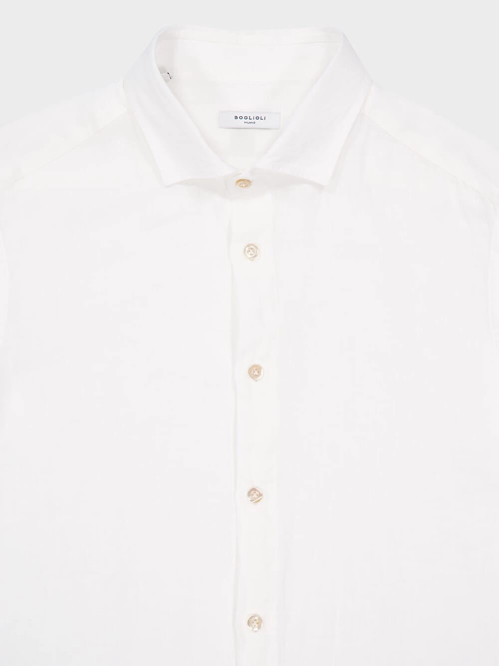 White Regular Fit Linen Button-Up Shirt