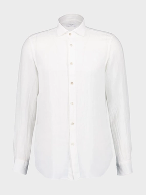 White Regular Fit Linen Button-Up Shirt Suits Mens - men's suits outlet
