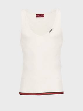 White Rib Silk Tank Top Knitwear Mens - men's sweaters sale