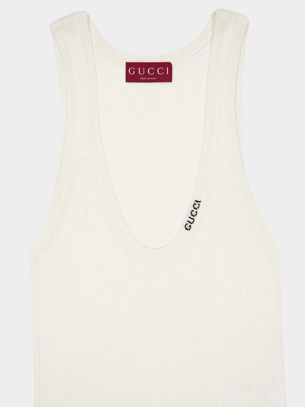 White Rib Silk Tank Top