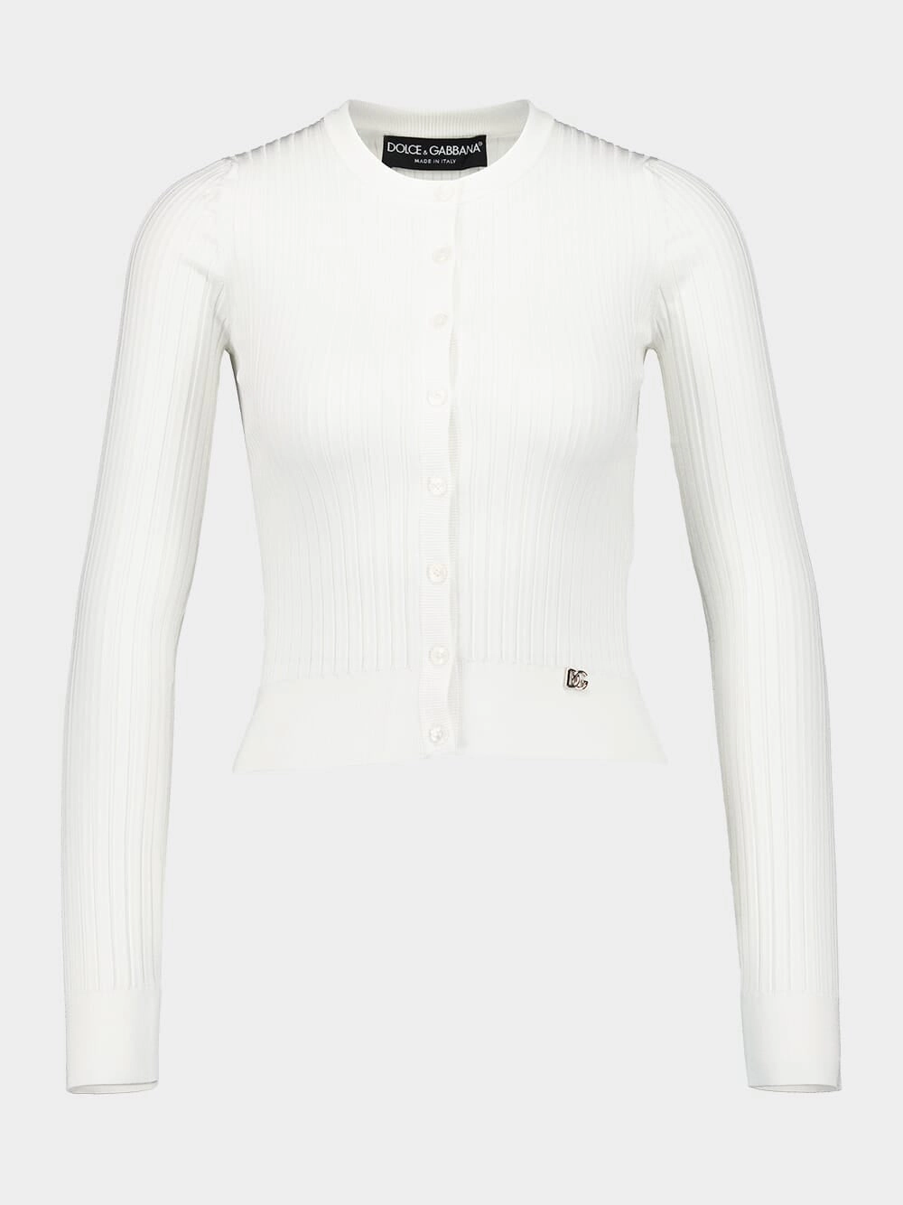 White Ribbed Viscose Sweater with Metal Logo Pin Knitwear Womens - women's knitwear cheap