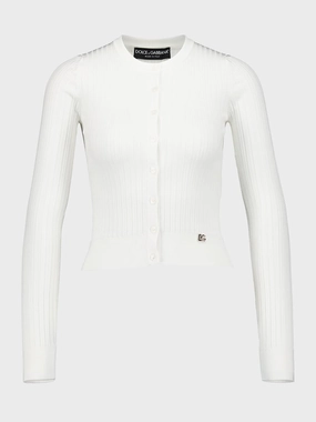 White Ribbed Viscose Sweater with Metal Logo Pin Knitwear Womens - women's knitwear cheap