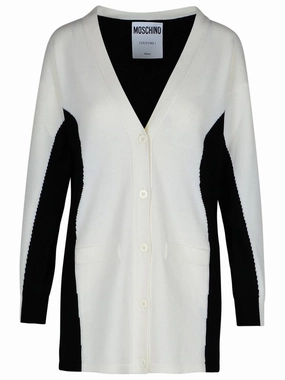White Virgin Wool Cardigan Tops Womens - cold-shoulder tops