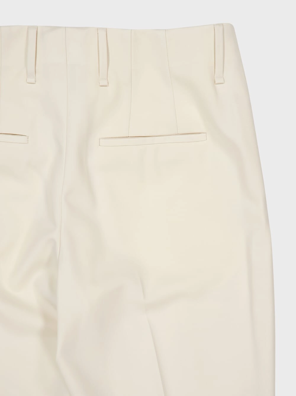 White Wool Gabardine Straight-Leg Trousers