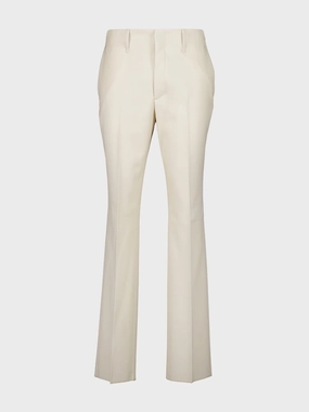 White Wool Gabardine Straight-Leg Trousers Suits Mens - men's suits outlet