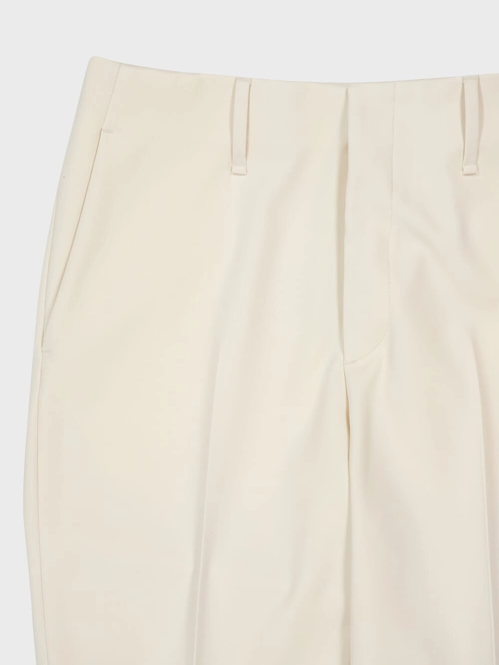 White Wool Gabardine Straight-Leg Trousers