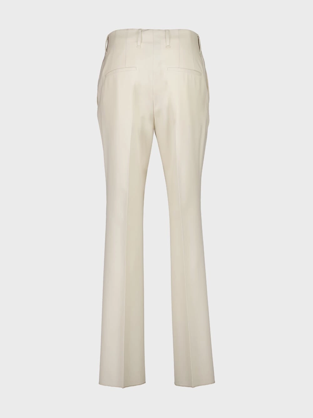 White Wool Gabardine Straight-Leg Trousers