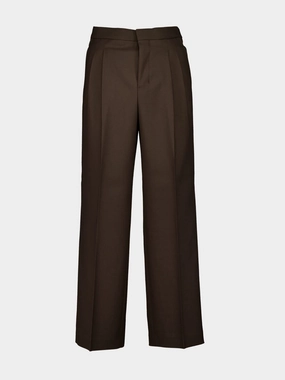 Wide Fit Dark Coffee Wool Trousers Suits Mens - men's suits outlet