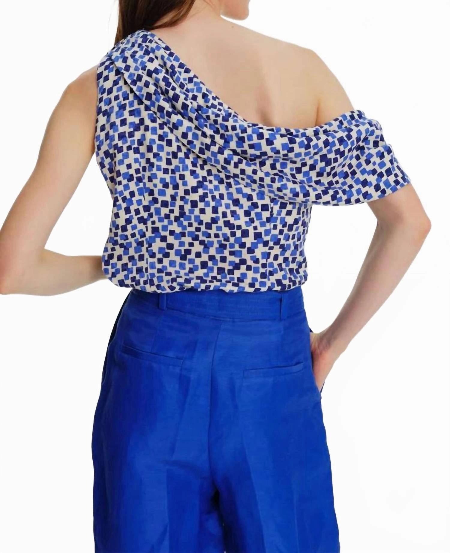 Wide Leg Linen Blend Pants In Sax