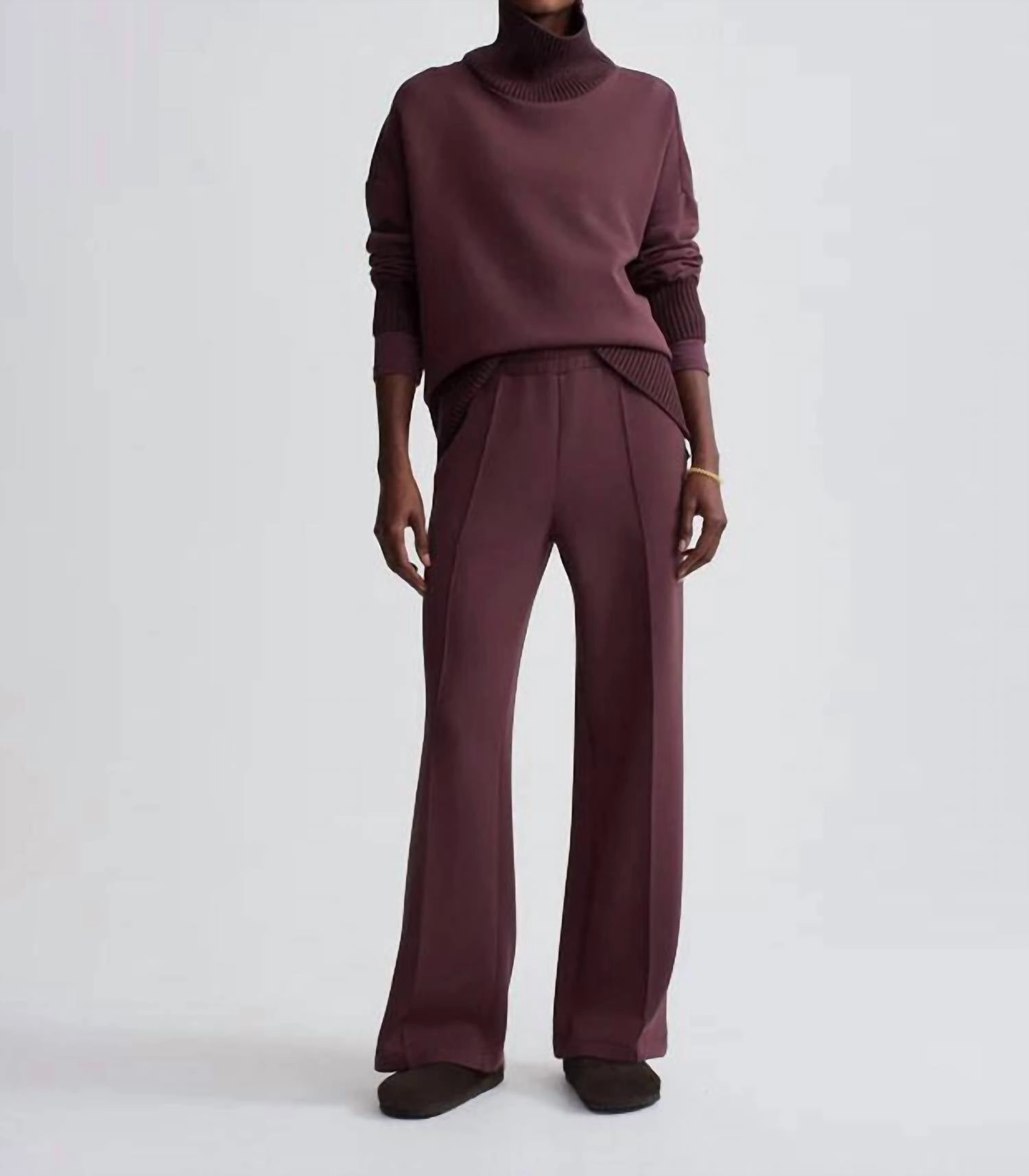 Wide Leg Pant In Deep Mahogany