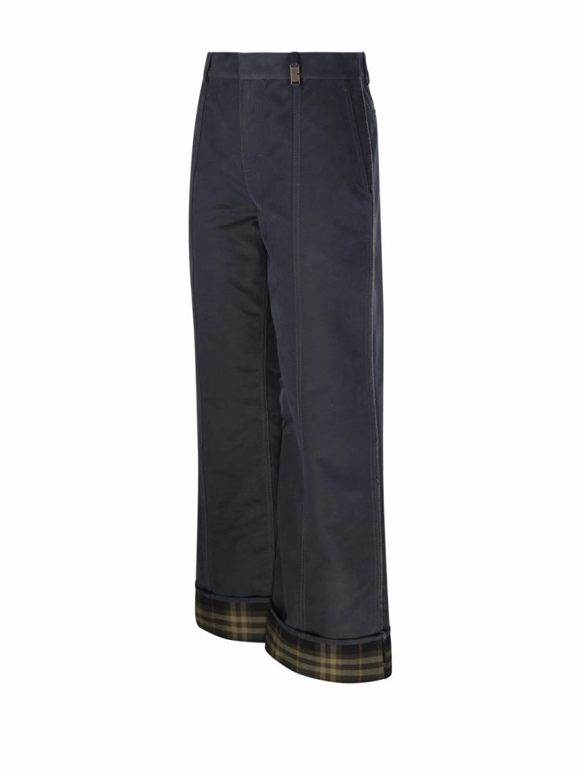 Wide-Leg Pants With Classic Plaid Cuffs