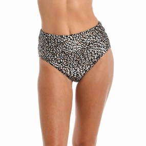 Wild Instincts High Waist Bikini Bottom In Brown Swim Womens - ruched swimwear outlet
