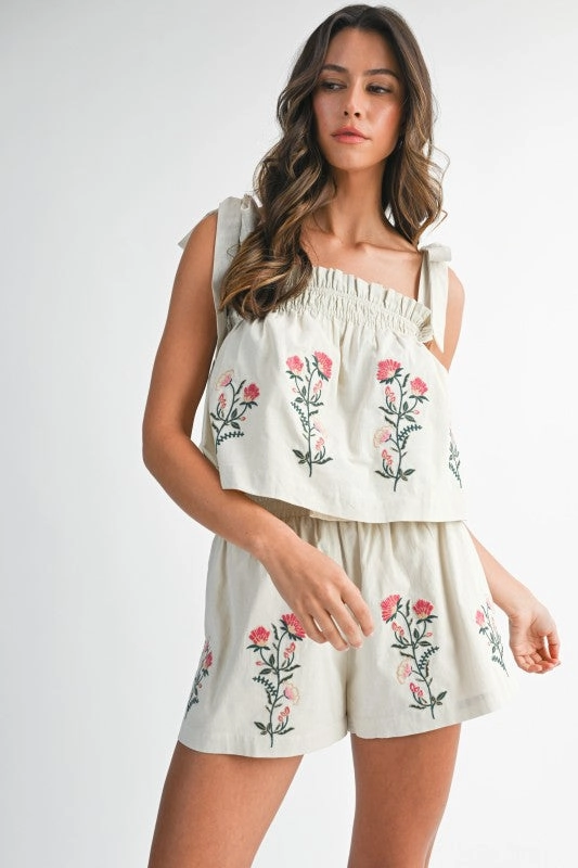Wildflower Ruffle Tie Crop Top