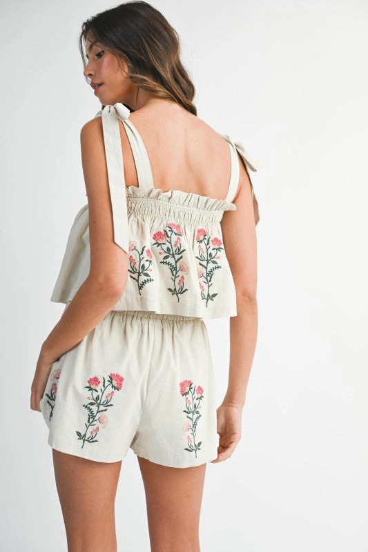 Wildflower Ruffle Tie Crop Top