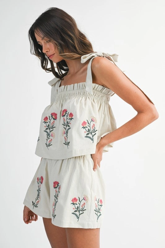 Wildflower Ruffle Tie Crop Top