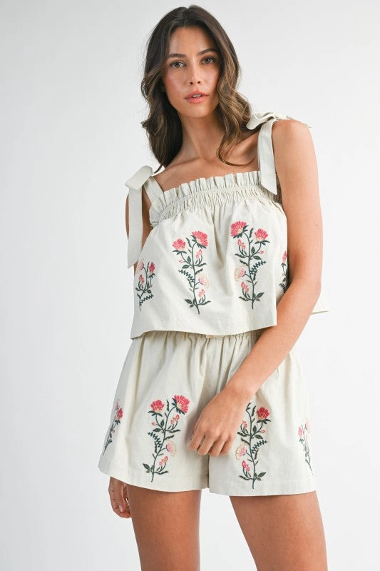 Wildflower Ruffle Tie Crop Top