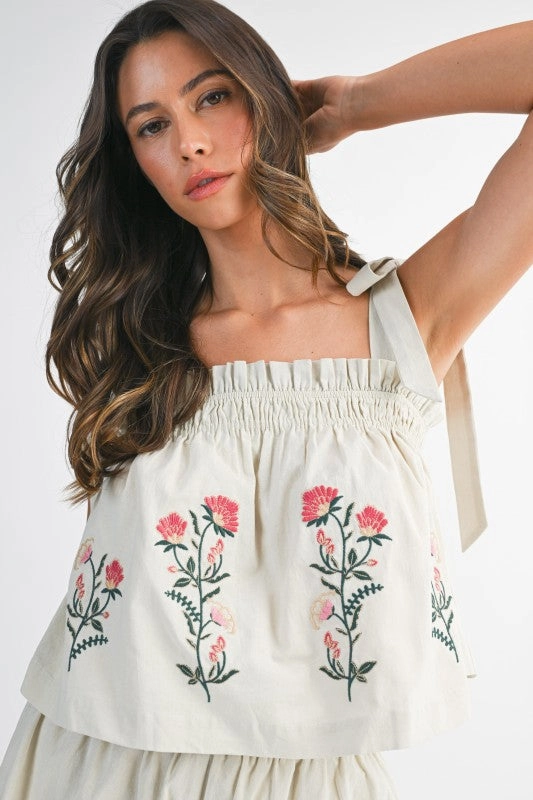 Wildflower Ruffle Tie Crop Top