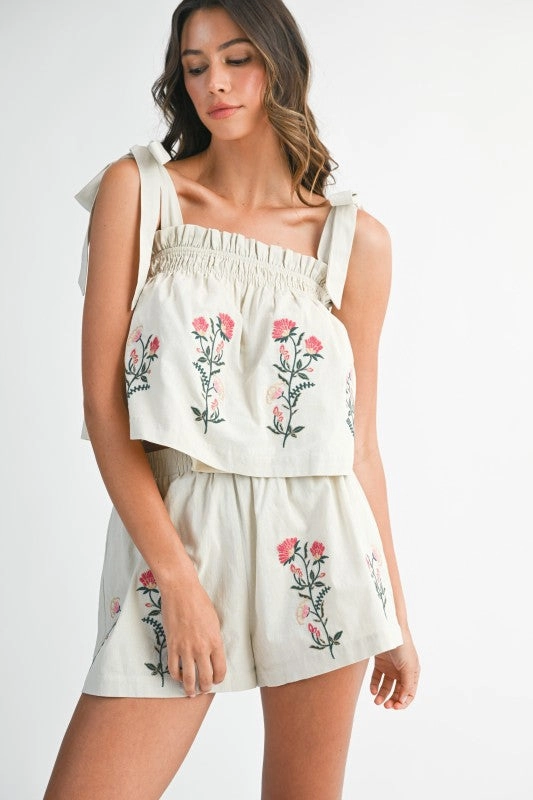 Wildflower Ruffle Tie Crop Top